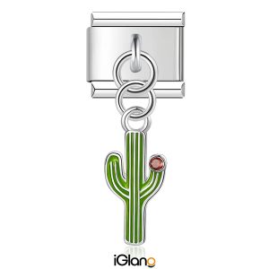 Cactus Red Rhinestone Charm