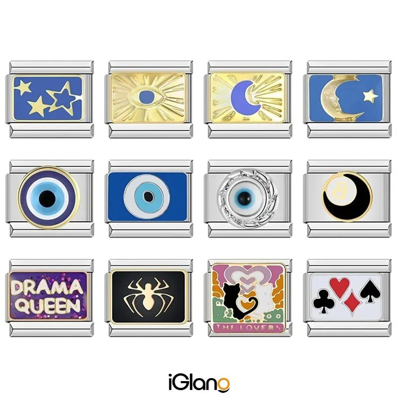 Eye Moon Star Fish Spider Poker Queen Charm Italian