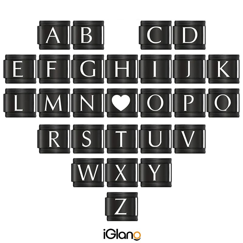 Black 26 Letters A-Z Italian Charm