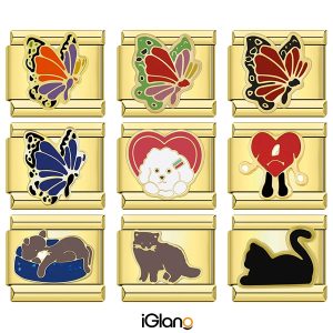 Butterfly Cat Golden Italian Charm