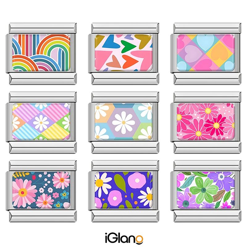 Colors Flower Heart Rainbow Italian Charm