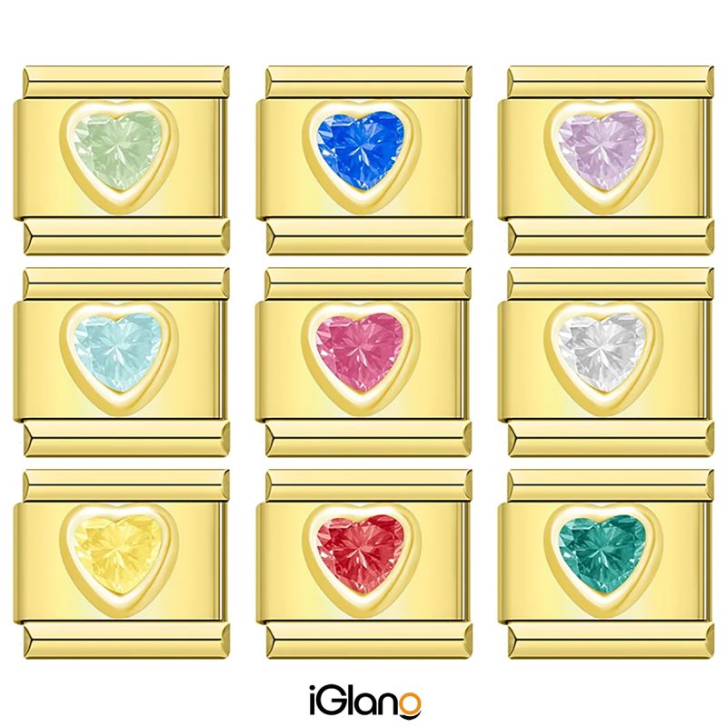 Colors Heart Shiny CZ Italian Charm