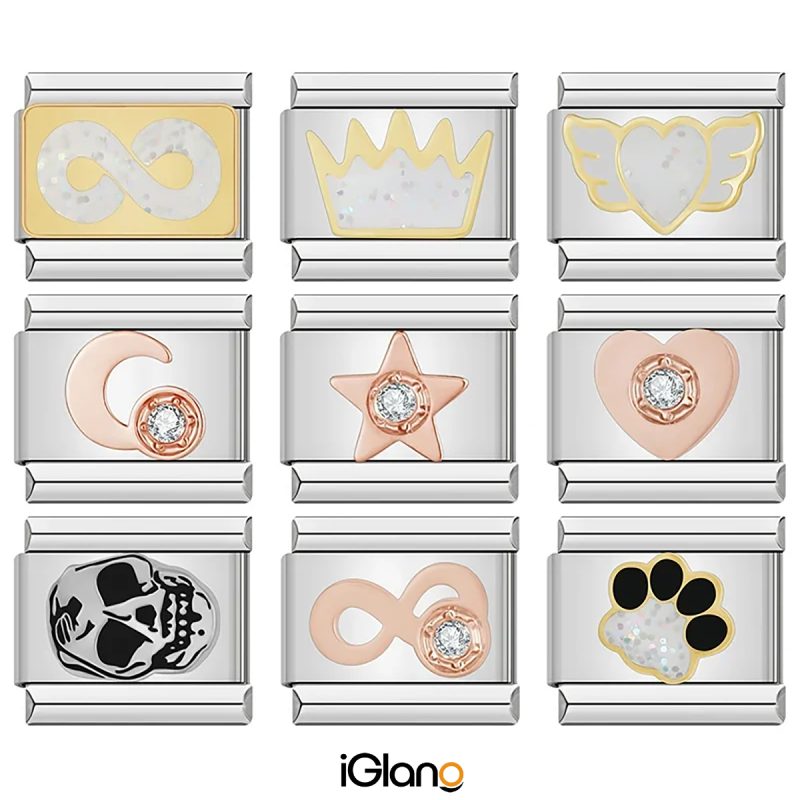 Crown Angel Skull Star Italian Charms