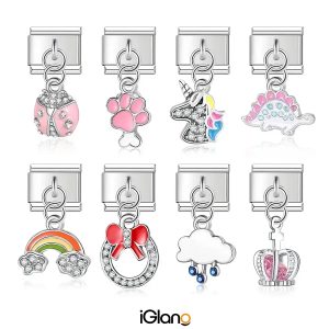Crown Rainbow Unicorn Dinosaur Italian Charm