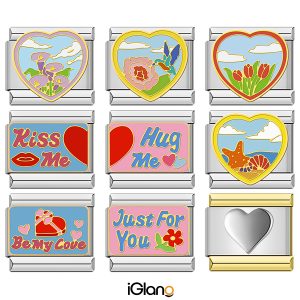 Flower Heart Kiss Me Italian Charms