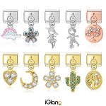Tree Flower Heart Moon CZ Italian Charm