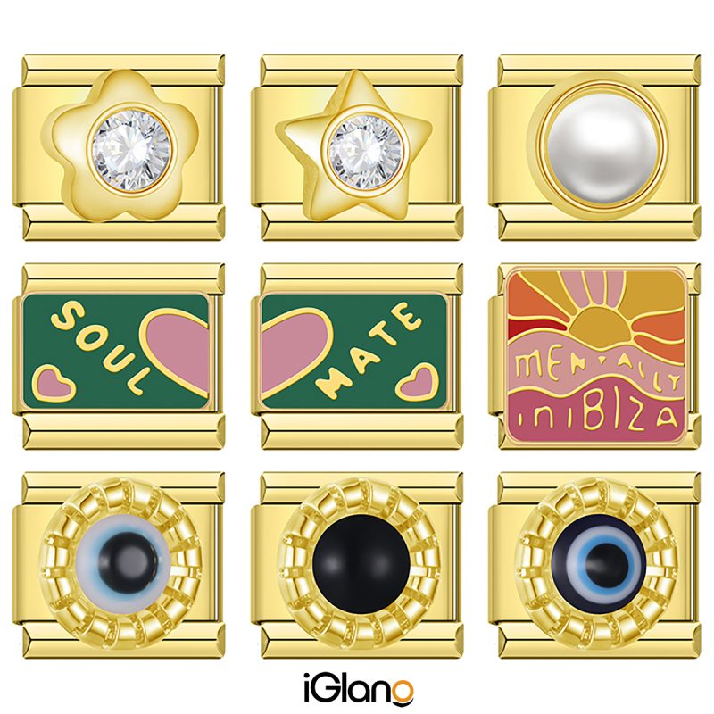 Love Star Flower Round Charm