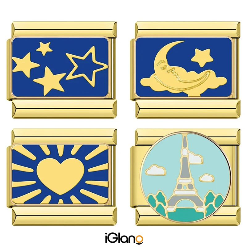 Moon Heart Star Italian Charm