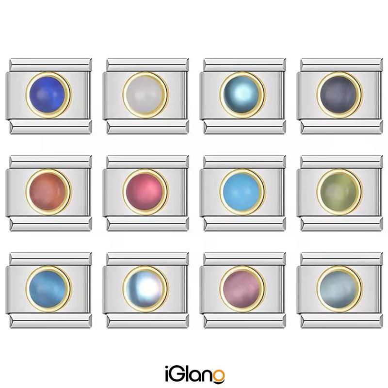 Pretty Round Opal Stone Italian Charm