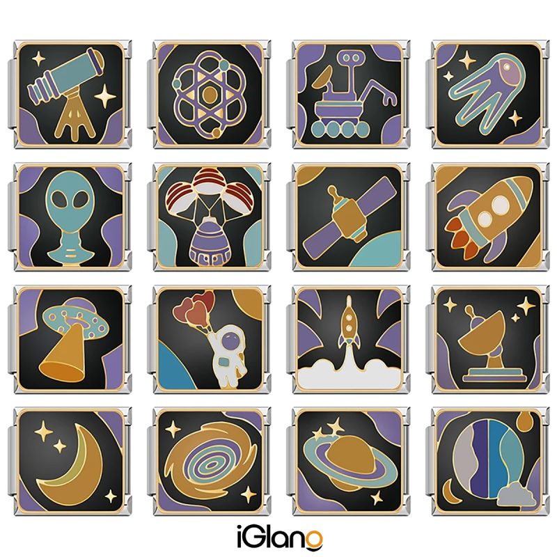 Space Rocket Satellite Italian Charm