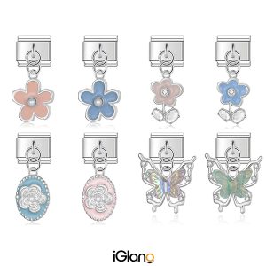 Butterfly Flower Italian Charm Bracelet