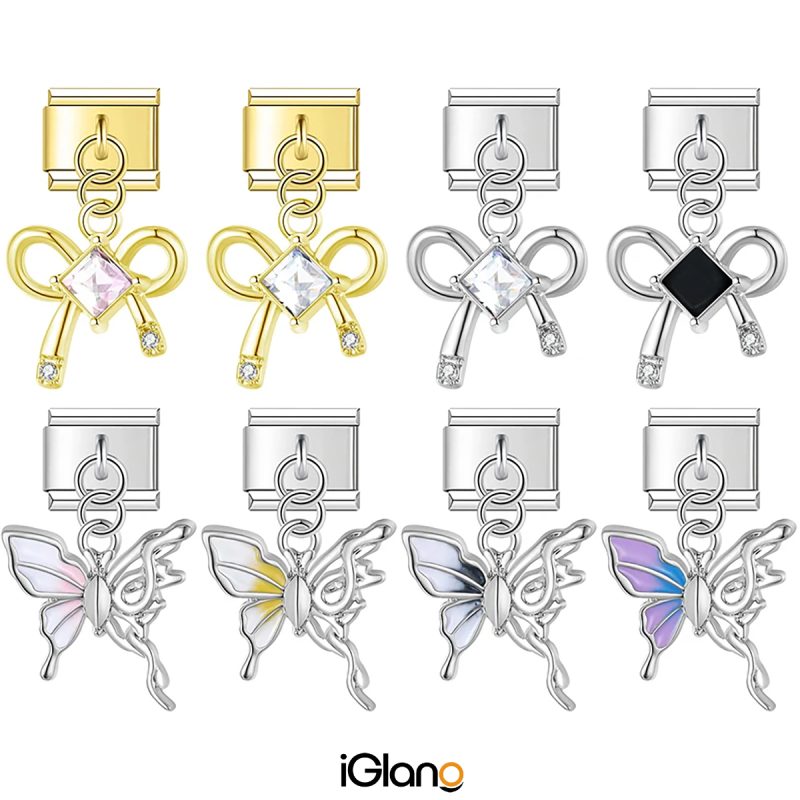 Sweet Butterfly Bowknot Italian Charm Bracelet